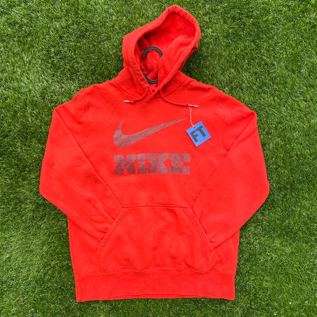 Nike Red Hoodie, Men's Fashion, Tops 
