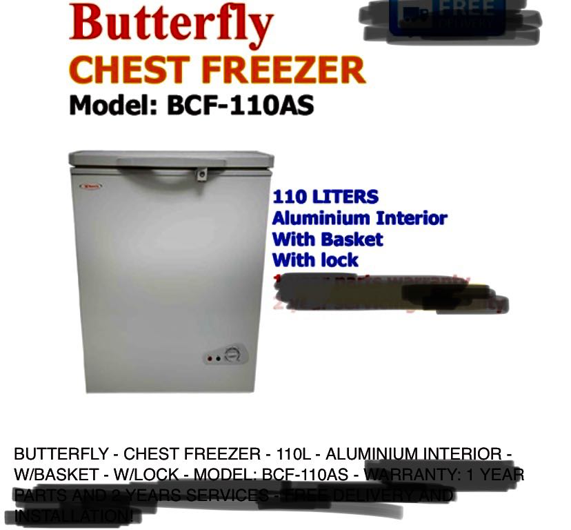 Preloved Butterfly Chest Freezer, TV & Home Appliances, Kitchen