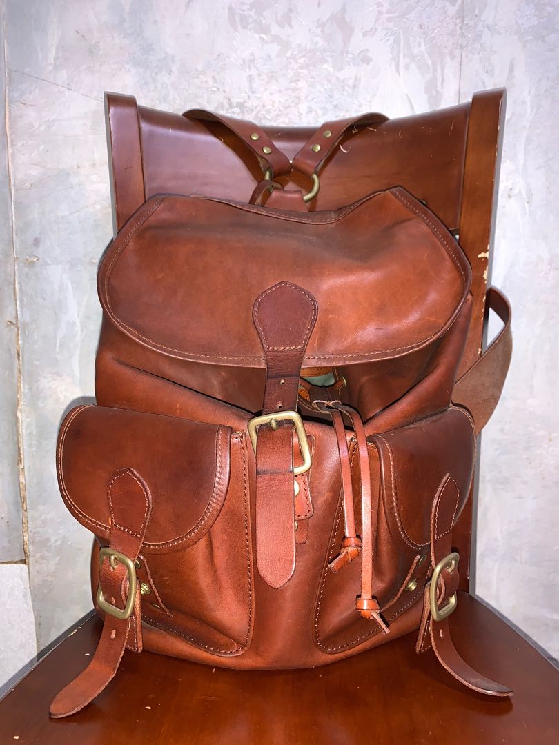 Slow double oil leather rucksack, 男裝, 袋, 腰袋、手提袋、小袋