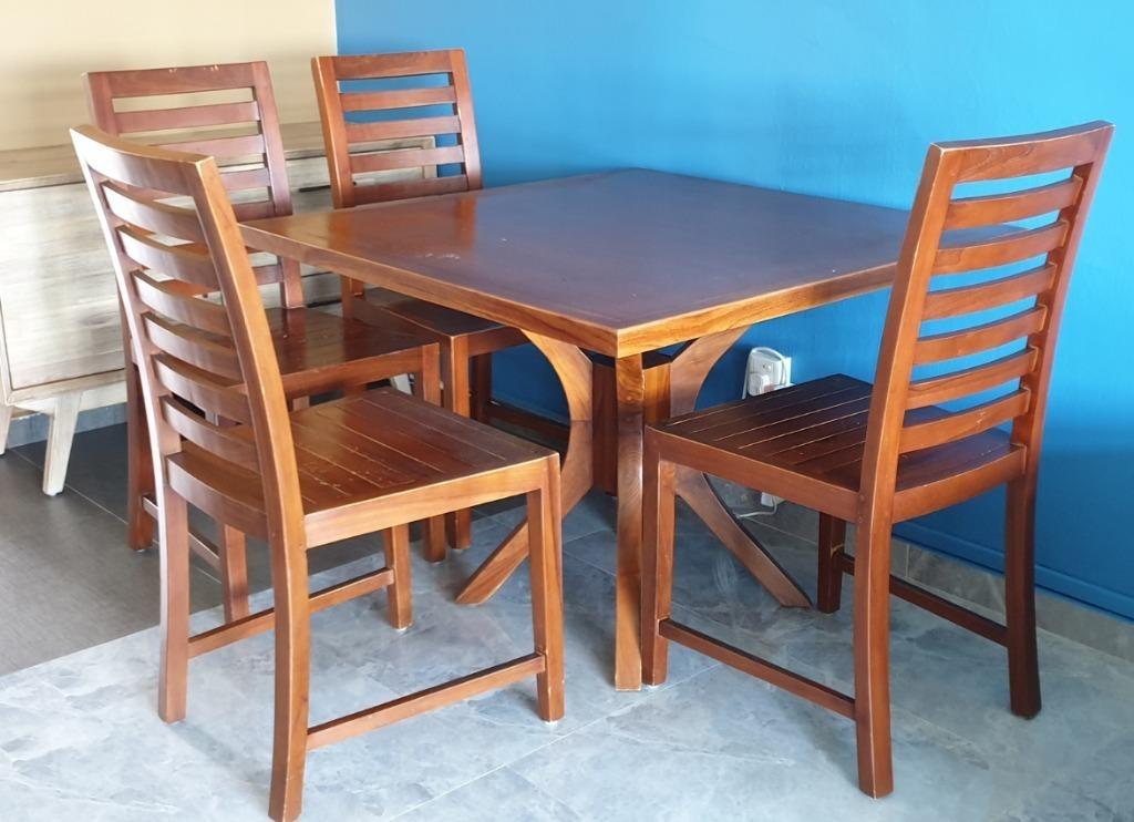 Teak Dining Table And 2 Chairs Furniture Tables Chairs On Carousell