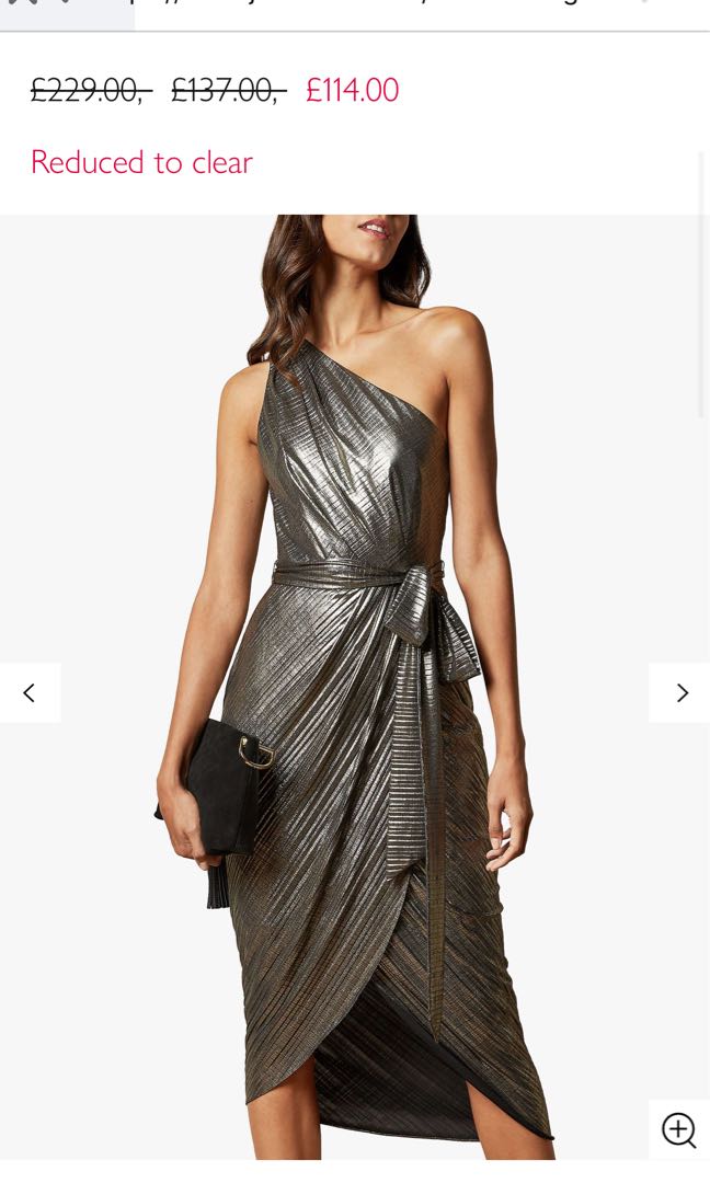 Ted Baker Gabria Asymmetric Draped Midi Dress Gold Women s