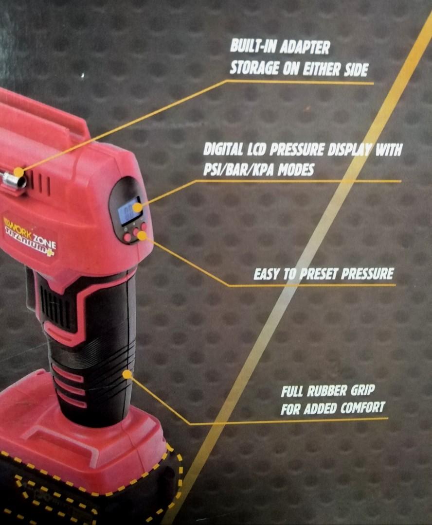Workzone Heavy Duty Rechargeable Cordless Car Air Pump