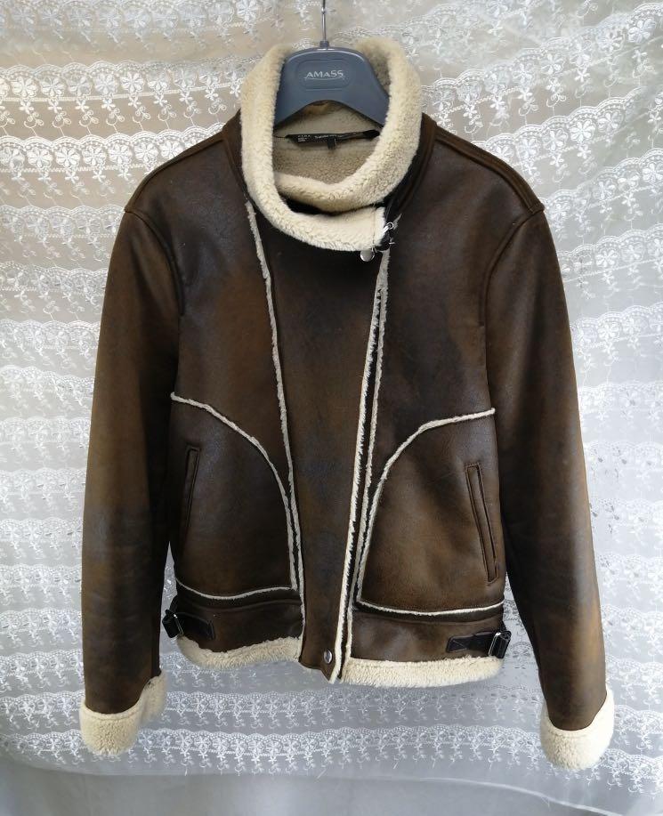 zara brown biker jacket