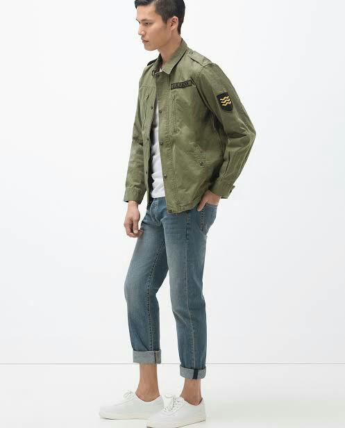 Zara man denim overshirt military 
