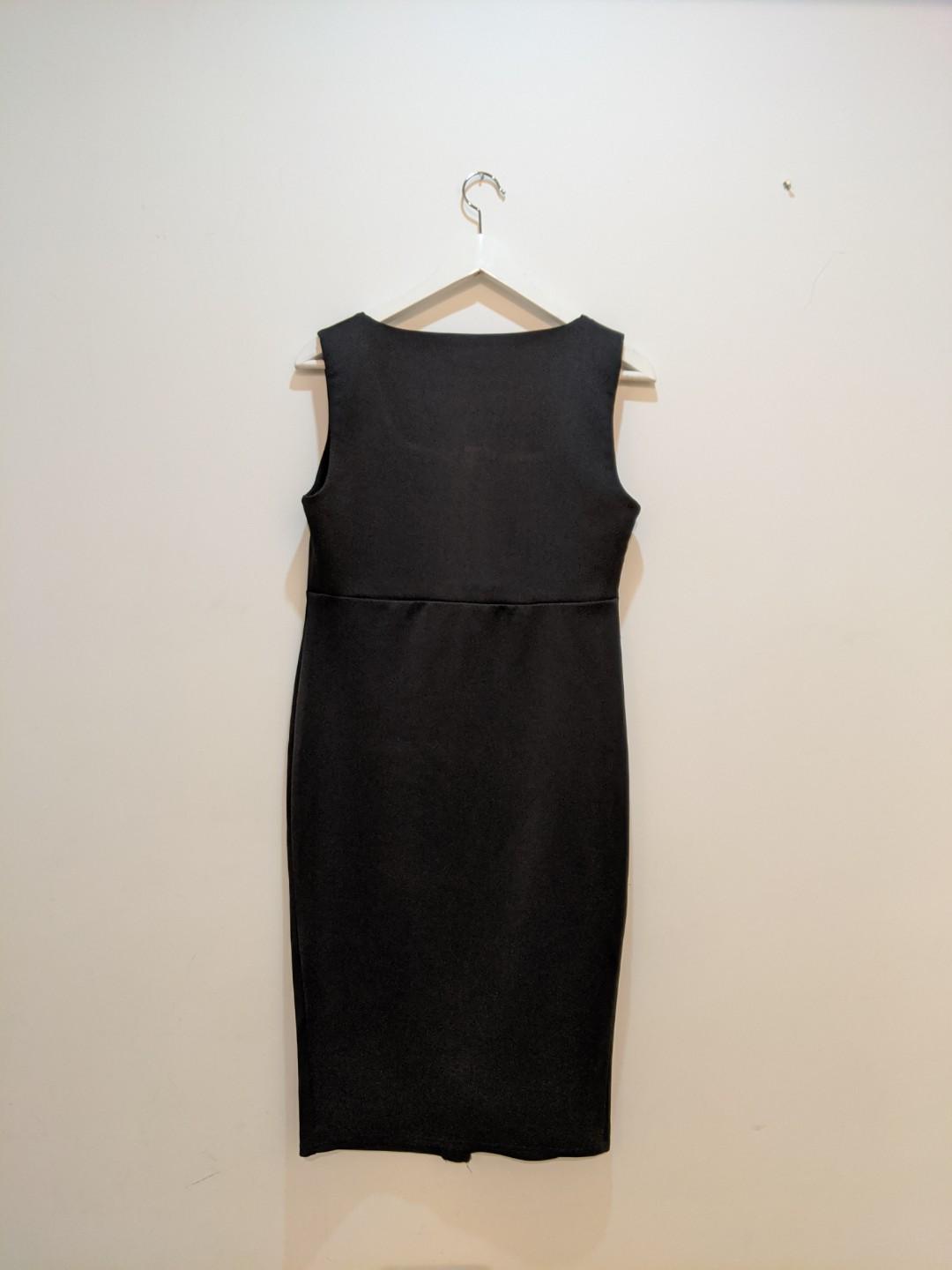 black dress with gold zipper