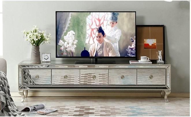Mirrored tv 2024 console cabinet
