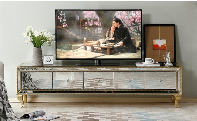 European style Mirrored TV Console Cabinet Furniture Home