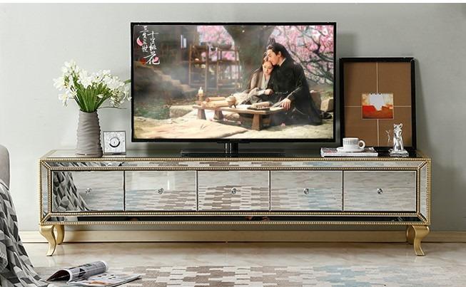 European Style Mirrored Tv Console Cabinet Furniture Shelves Drawers On Carousell