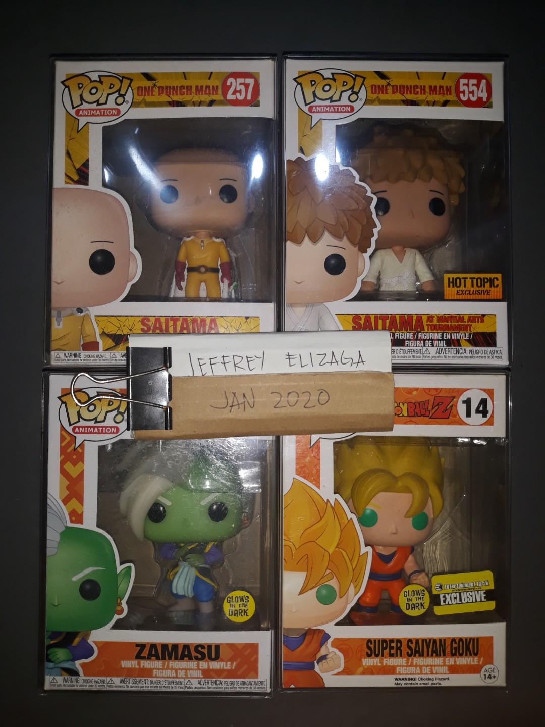 Funko Pop New Year Sale (Category: Designer & Blind Box Toys) located in Quezon City. Submitted by jepoyyyy (Listing ID 272732434, Image 2). Description: For Sale Only Priority to multiple purchase Picture 1 - NBA Jordan 1500 Steph Curry 650 Lebron White 650 Russel Westbrook 650 Kristaps 900 Picture 2 - Anime Saitama *minor window dent 850 Saitama wig hottopic 1500 Zamasu gitd 800 Goku gitd 800 Picture 3 - Ad icon Bazooka Joe 1200 Jollibee GITD 1