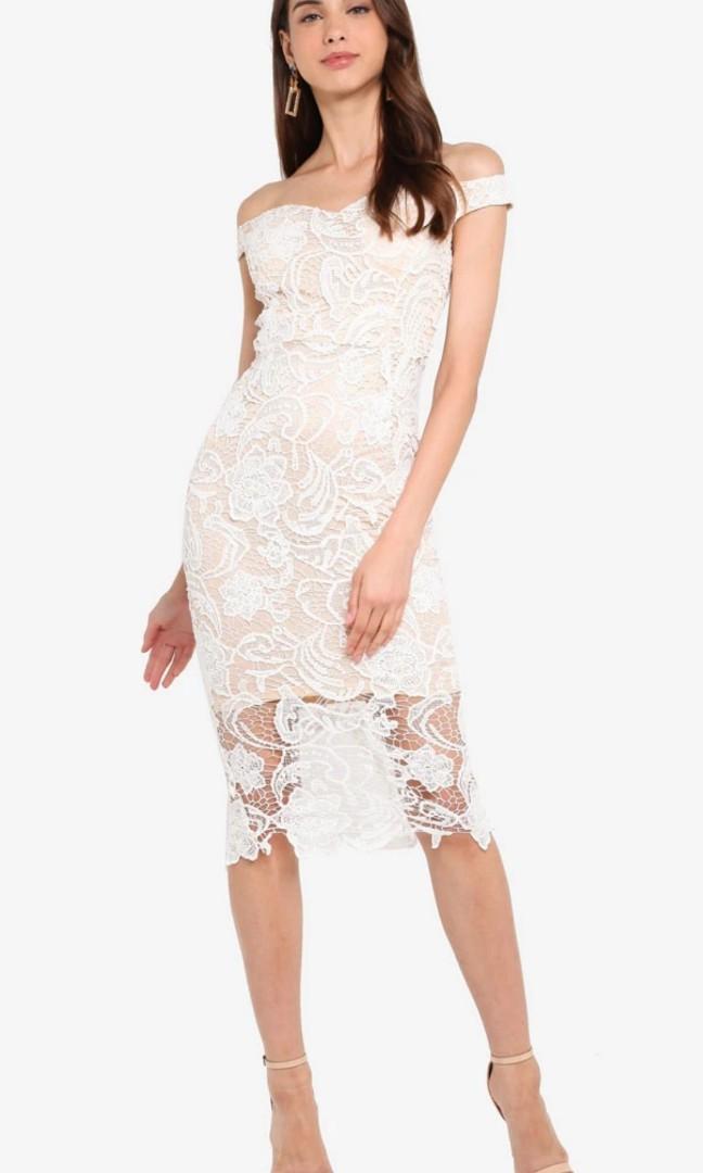 INC POS AUTHENTIC Missguided Off Shoulder White Lace Dress