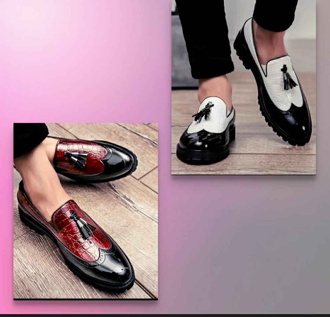 Red and top black mens loafers
