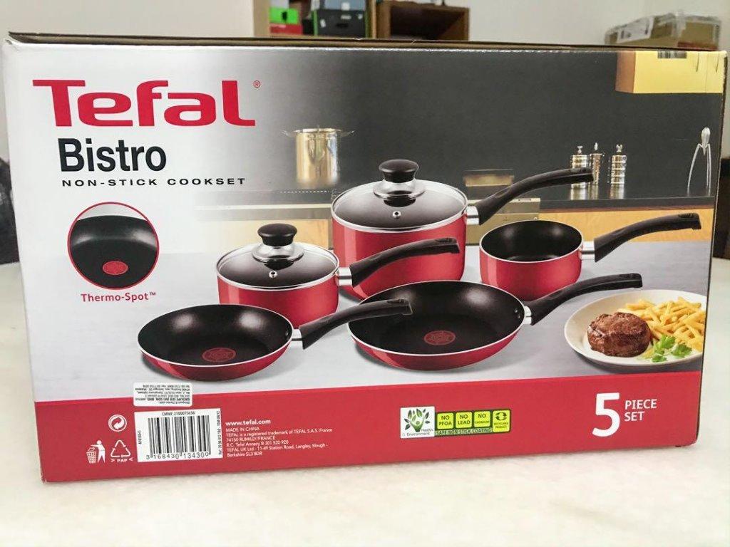 5pc Tefal Bistro Red/Set periuk Tefal 5PCS Cookware Set Pots & Pans -  Frypan/Milkpan/Saucpan/Lid bebas PFOA & xmelekat