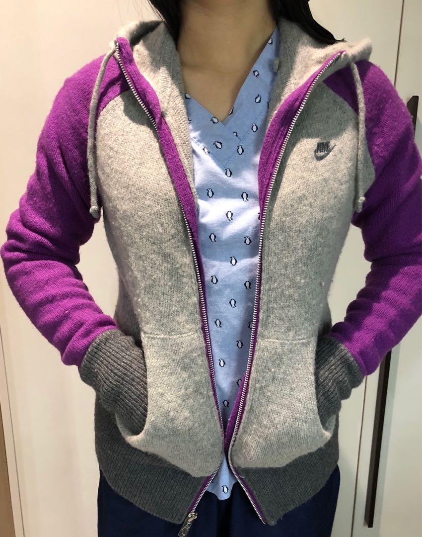 Nike Purple/Gray Jacket (Category: Coats, Jackets and Outerwear) located in Quezon City. Submitted by basille (Listing ID 272811756, Image 2). Description: Original Price: 2,700 Thick sweater material (feels knitted fabric).