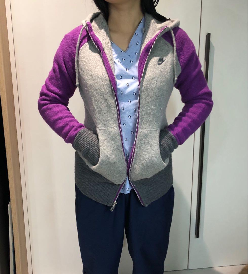 Nike Purple/Gray Jacket (Category: Coats, Jackets and Outerwear) located in Quezon City. Submitted by basille (Listing ID 272811756, Image 1). Description: Original Price: 2,700 Thick sweater material (feels knitted fabric).