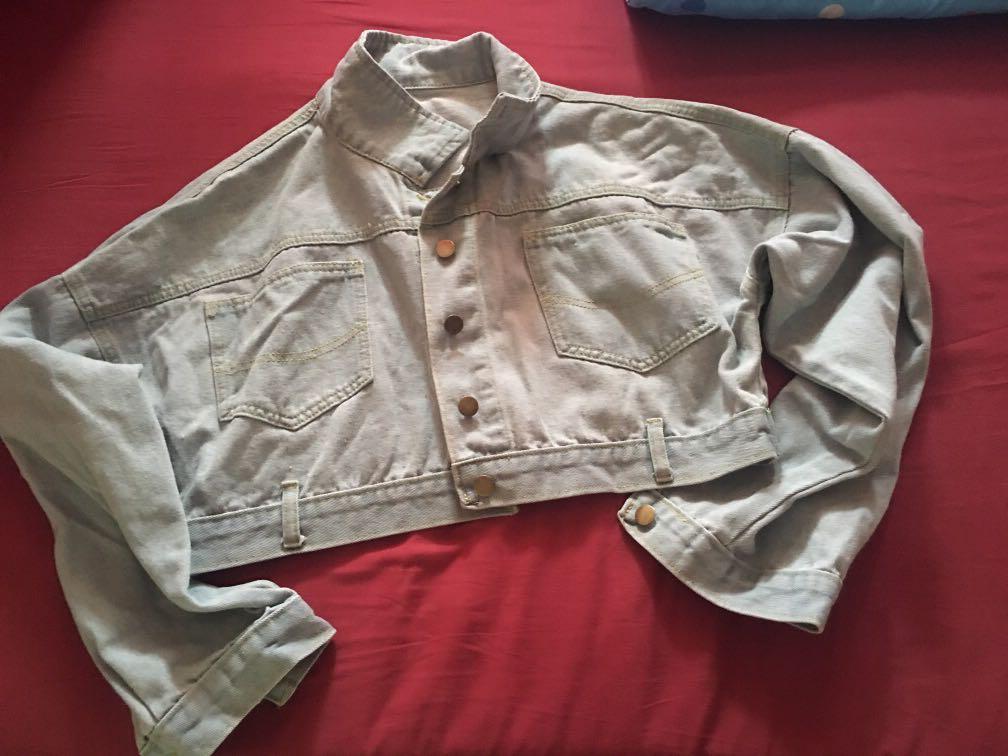 cropped batwing denim jacket