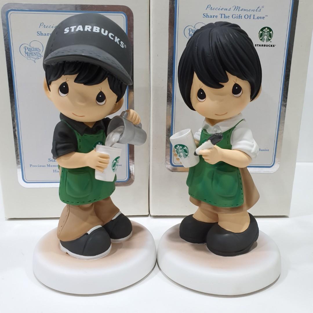 Precious Moments Starbucks Barista Boy Girl Toys Games Bricks Figurines On Carousell Characters who drink tea or starbucks? precious moments starbucks barista boy