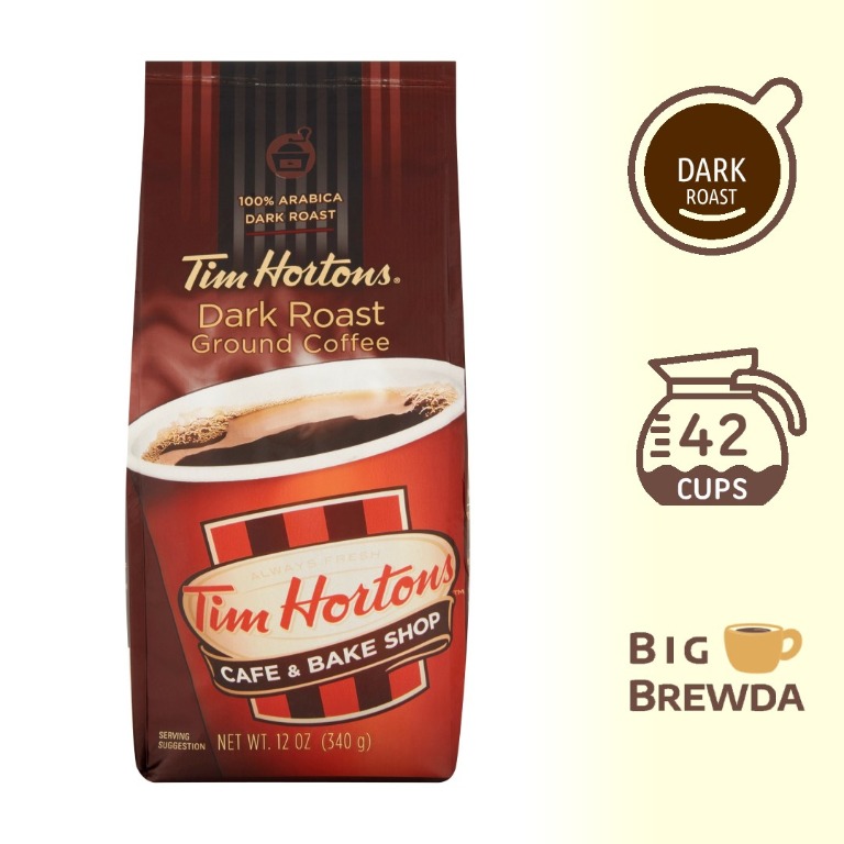 Tim Hortons Dark Roast Ground Coffee 12oz / 340g, Food & Drinks ...