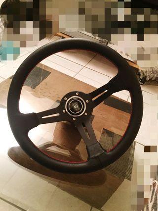 NARDI 13吋 紅線通用改裝方向盤