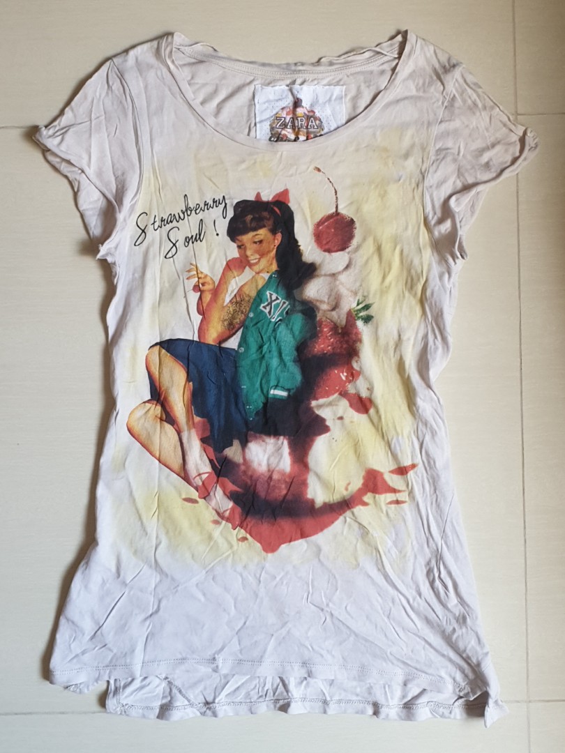 1) BN Zara Trafaluc Strawberry Soul Top Shirt T-shirt, Women's