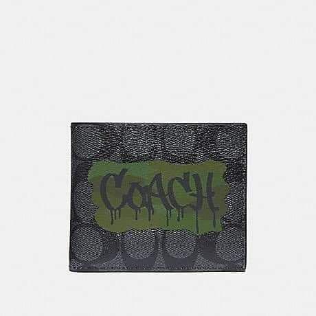 Authentic coach 3IN1 Wallet in signature canvas with graffiti