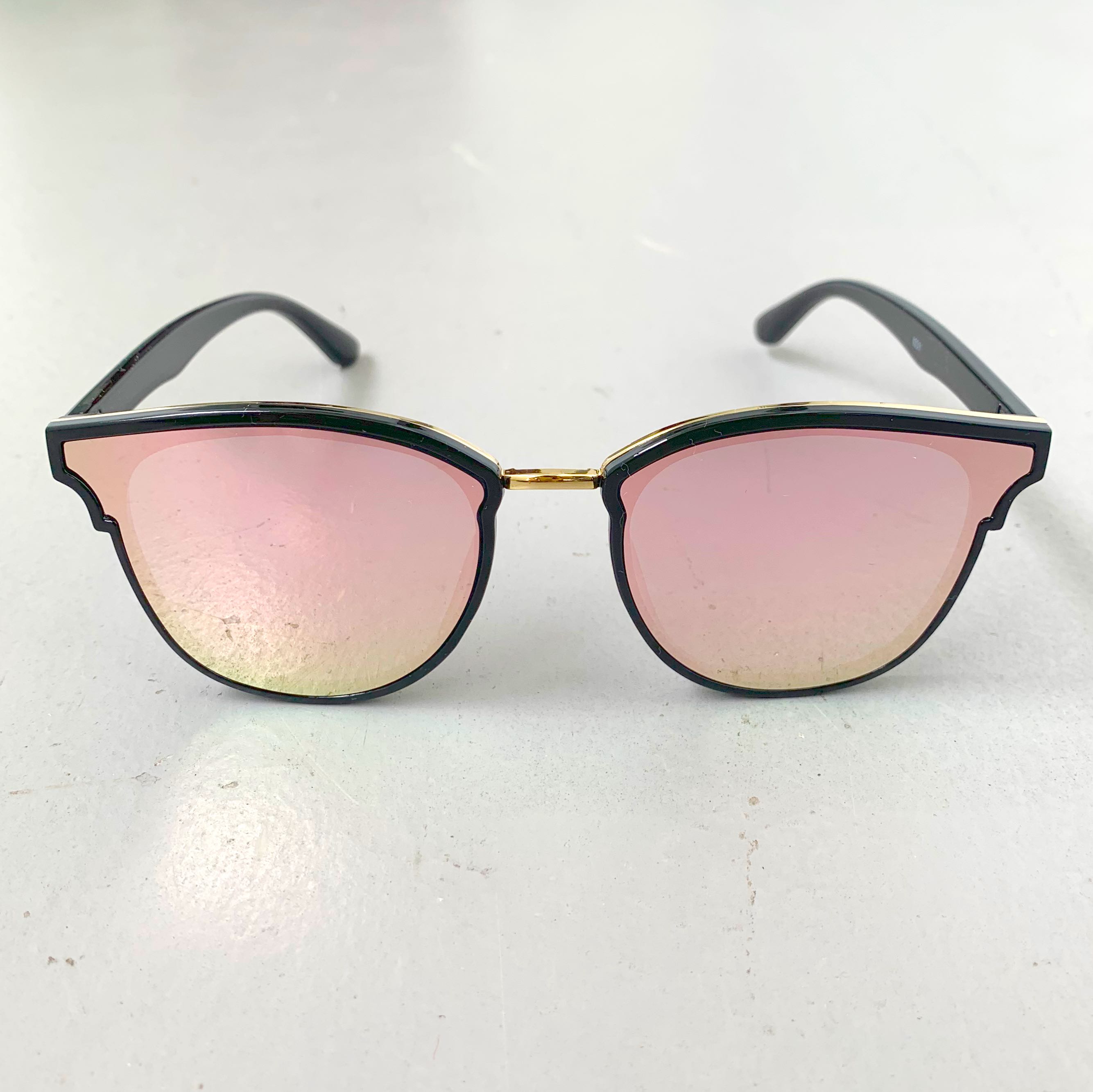 [BN] Korean Cat Eye Pink Reflective Stylish Sunglasses, Women's Fashion