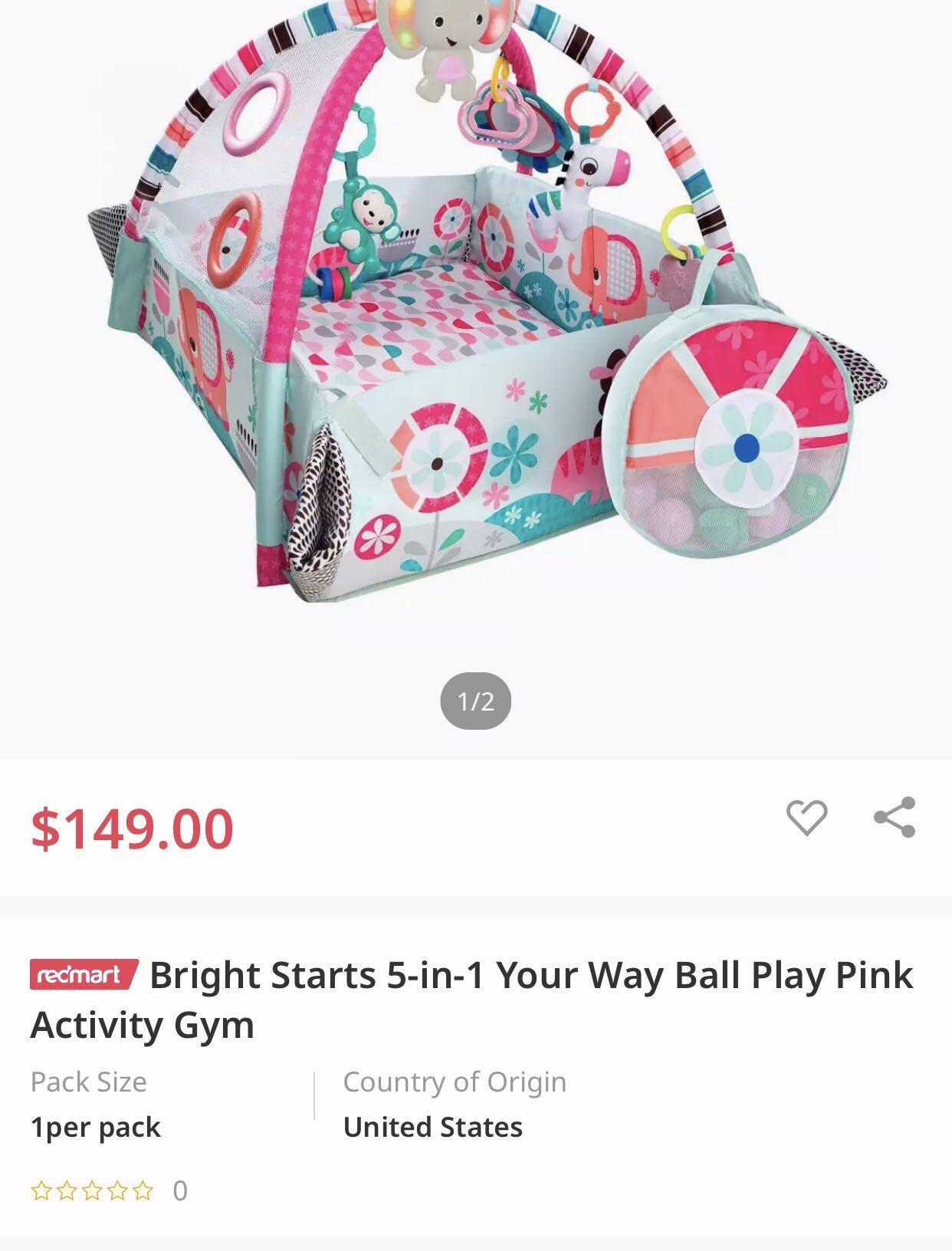 bright starts 5 in 1 play gym pink