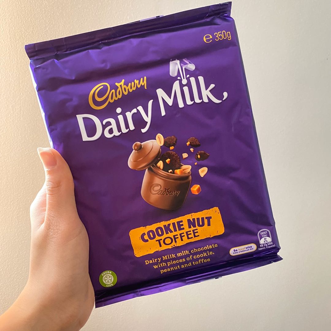Cadbury Dairy Milk Cookie Nut Toffee 350g big bar, Food & Drinks
