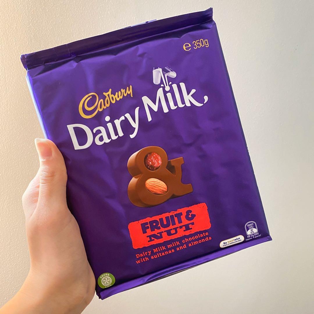 Cadbury Dairy milk Fruit and Nut chocolate 350g big bar, Food & Drinks