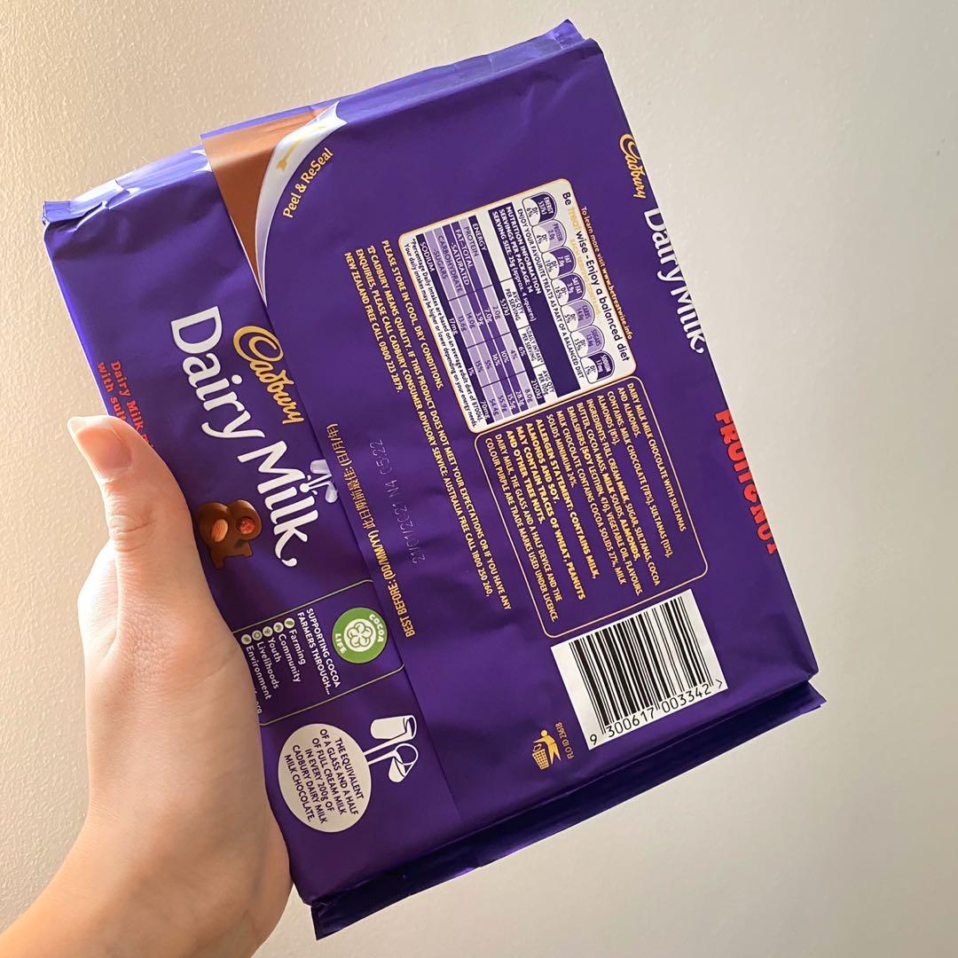 Cadbury Dairy milk Fruit and Nut chocolate 350g big bar, Food & Drinks