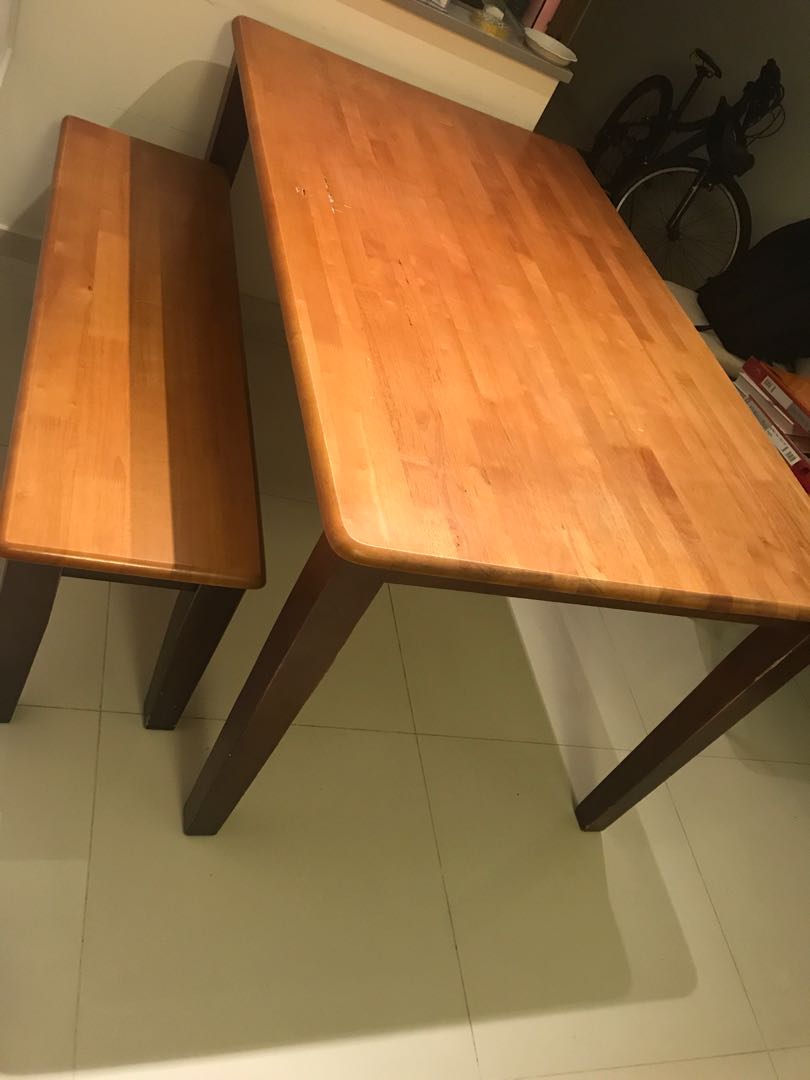 Dining Table with bench, Furniture & Home Living, Furniture, Tables