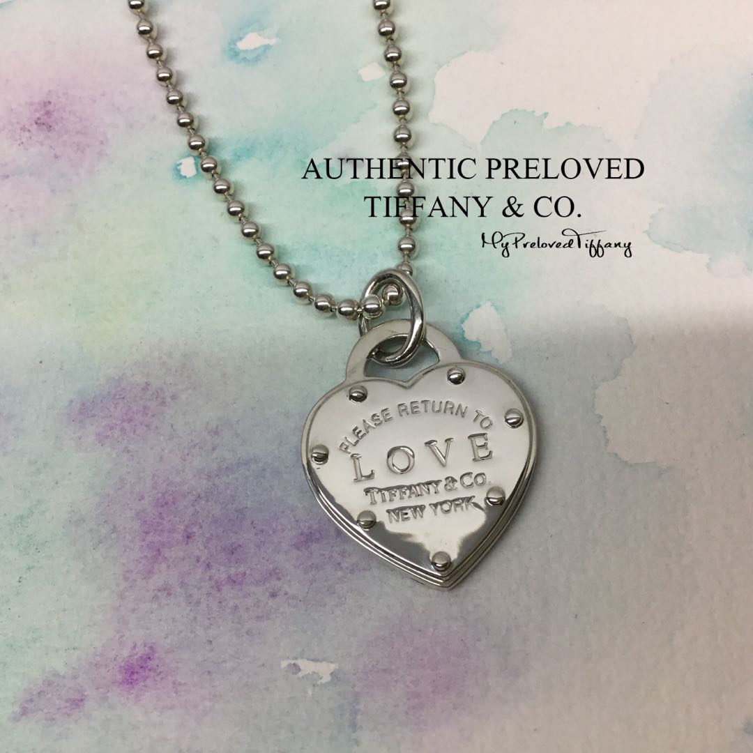 Heart Tag Beaded Necklace Silver 