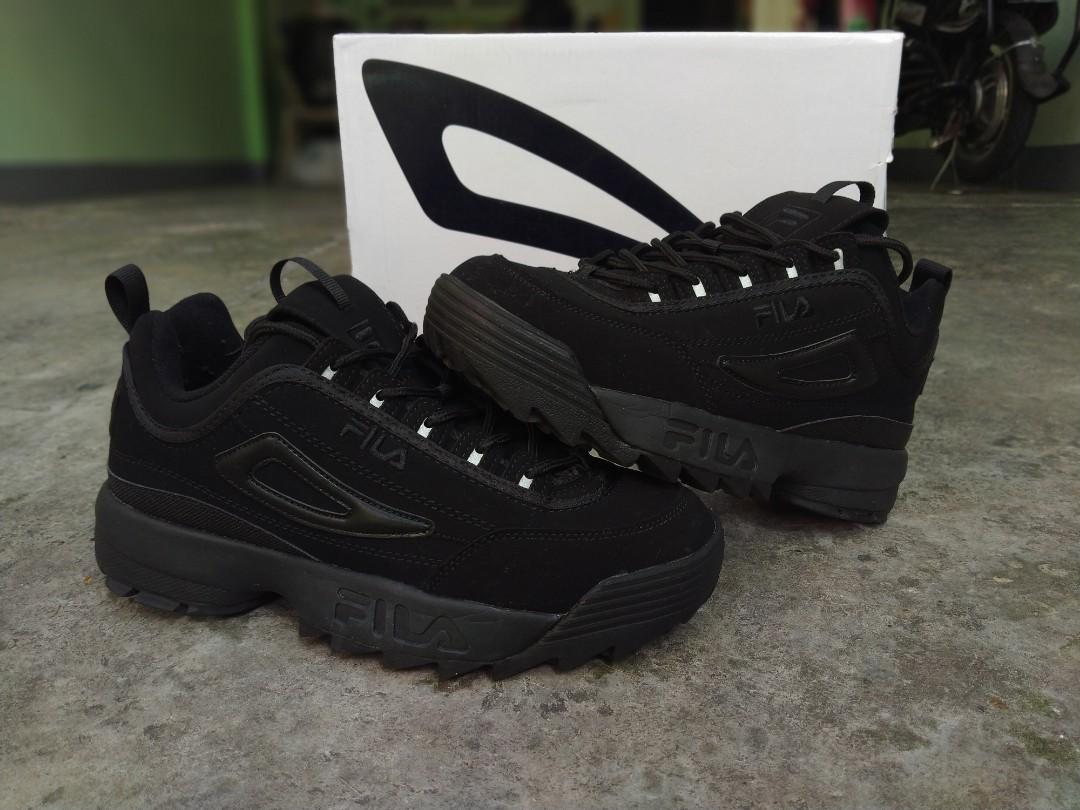 FILA Disruptor Black Suede Fashion Lace Up Sneakers Mens Shoes, Men's Fashion, Footwear, Sneakers on Carousell