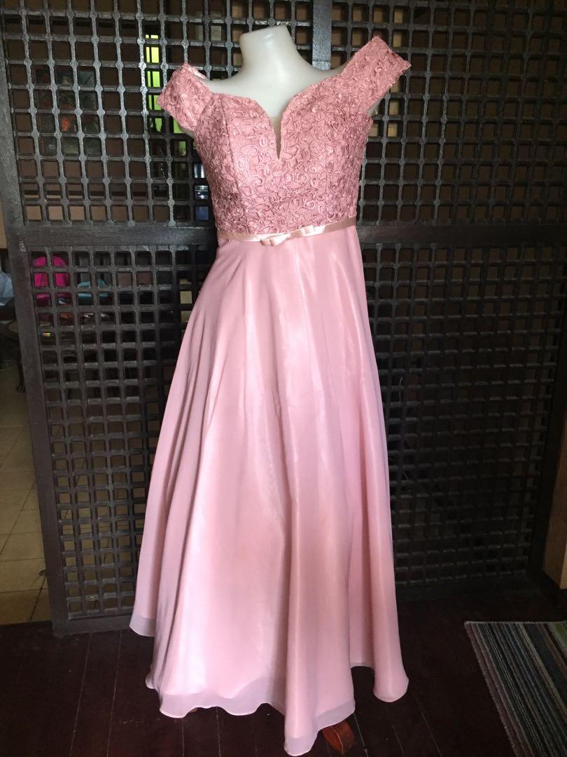 Wedding long formal dress old rose
