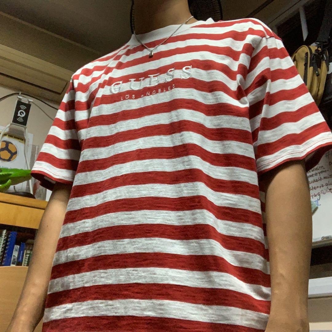 asap rocky red striped t shirt