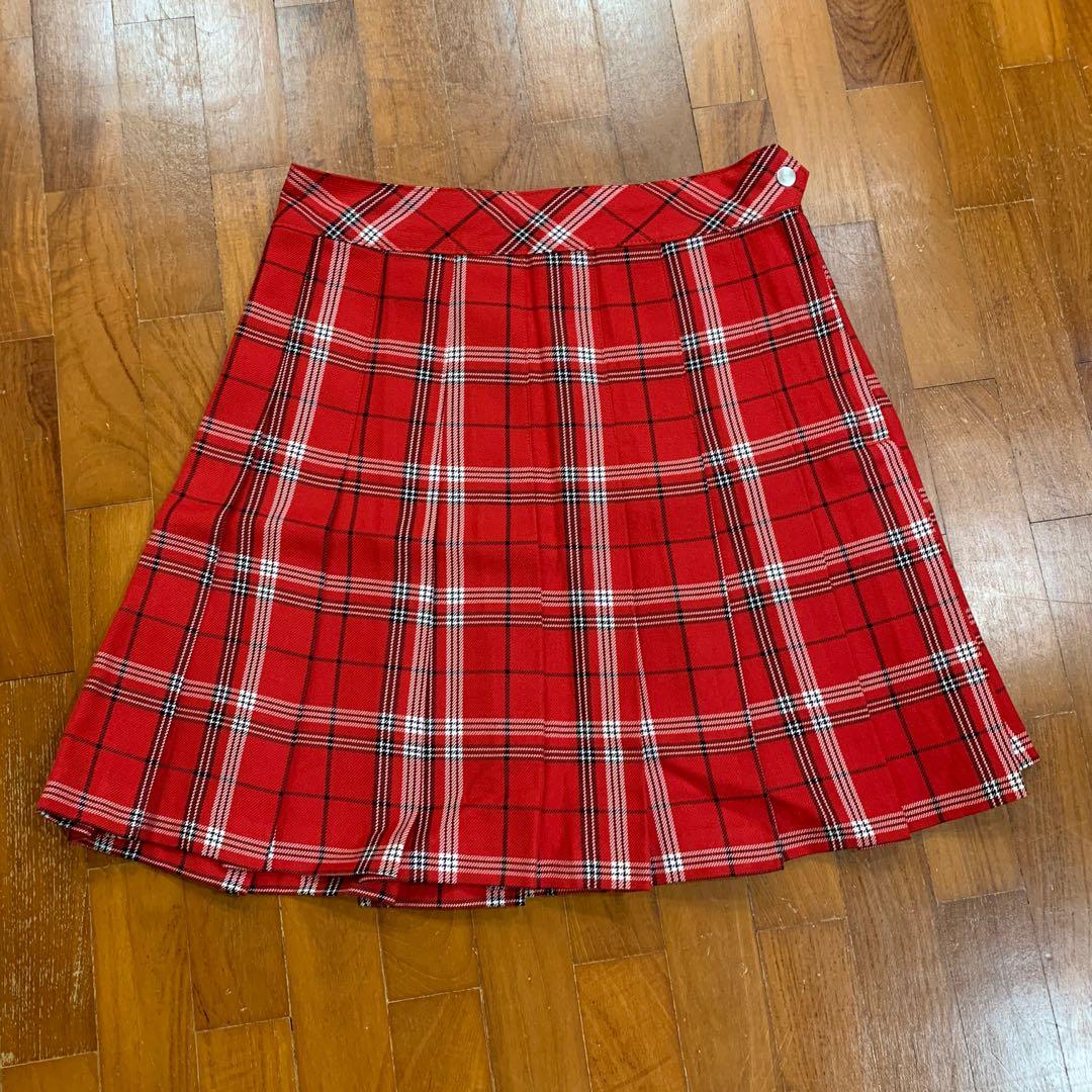H M Red Plaid School Girl Skirt Women s Fashion Bottoms Skirts