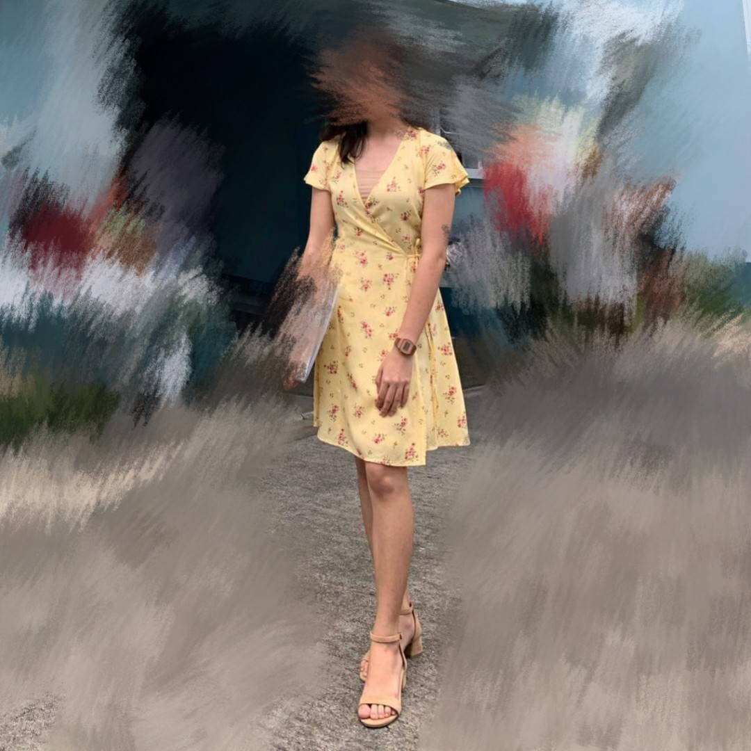 H&m yellow hotsell wrap dress