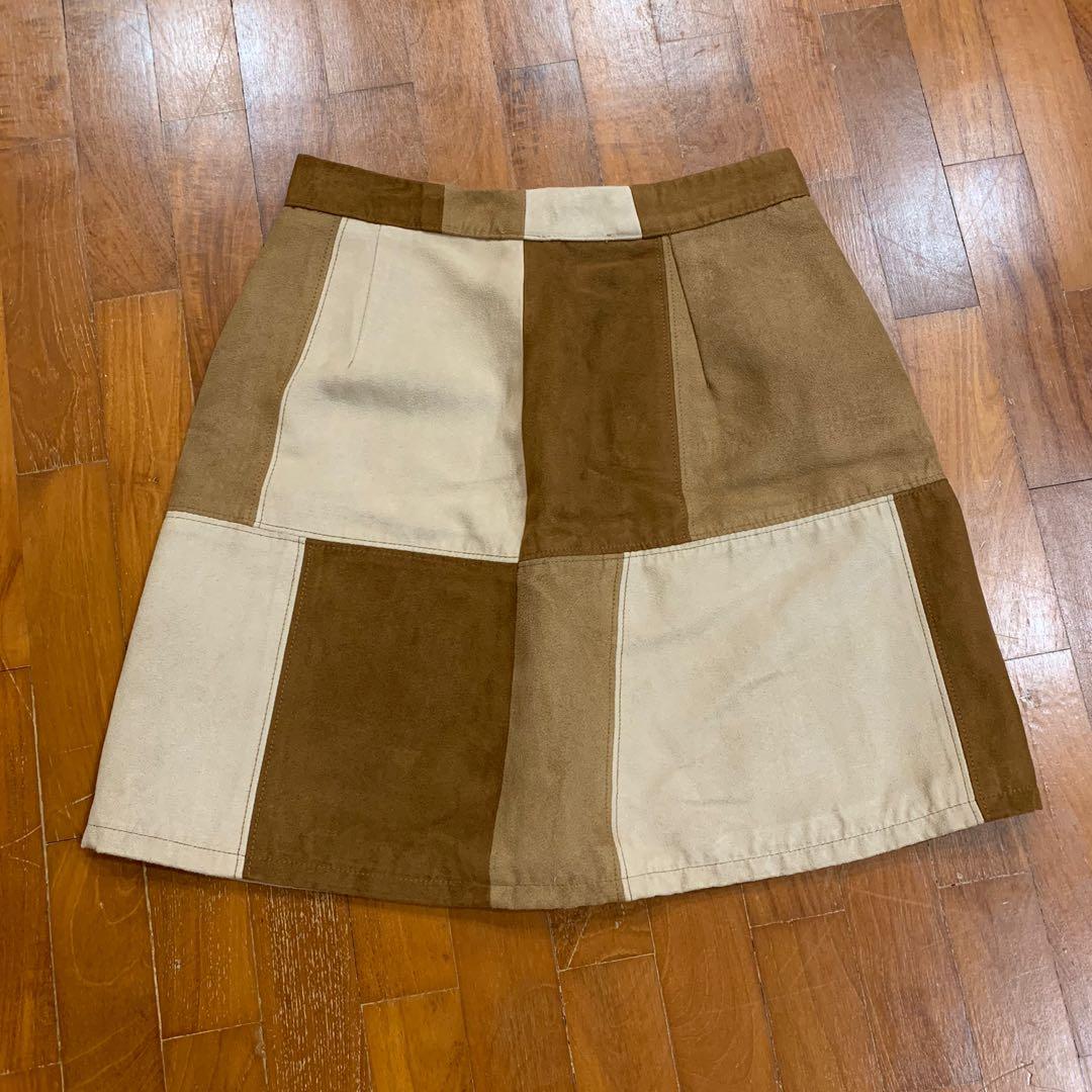 Hollister brown suede skirt online