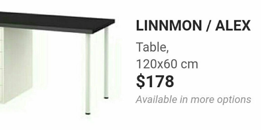 Ikea Linnmon / Alex Desk with a table stand, Furniture & Home Living