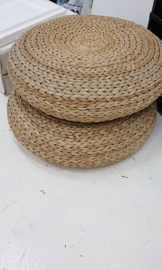 Ikea rattan floor poof seats