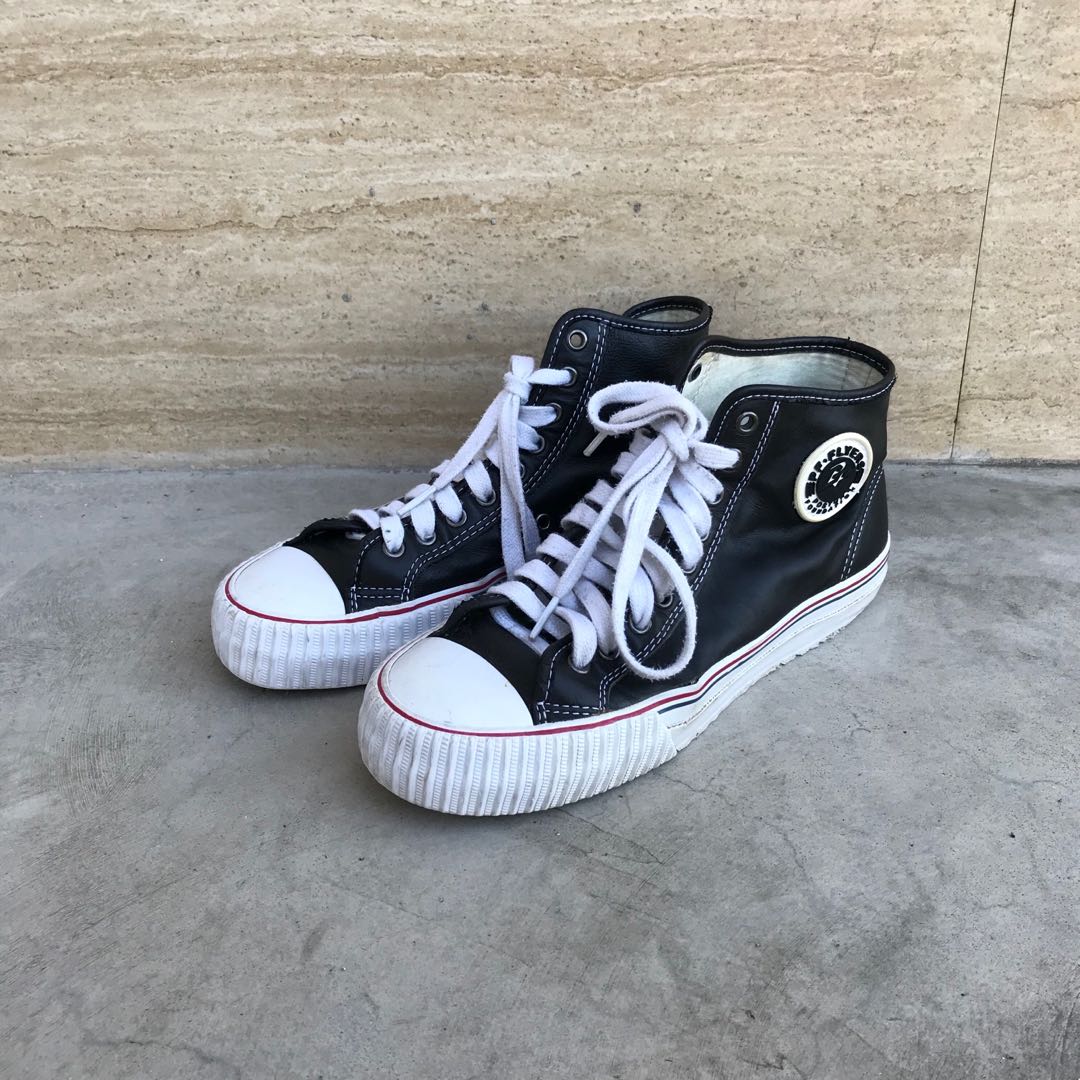 black leather pf flyers