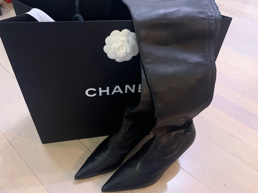 chanel over knee boots