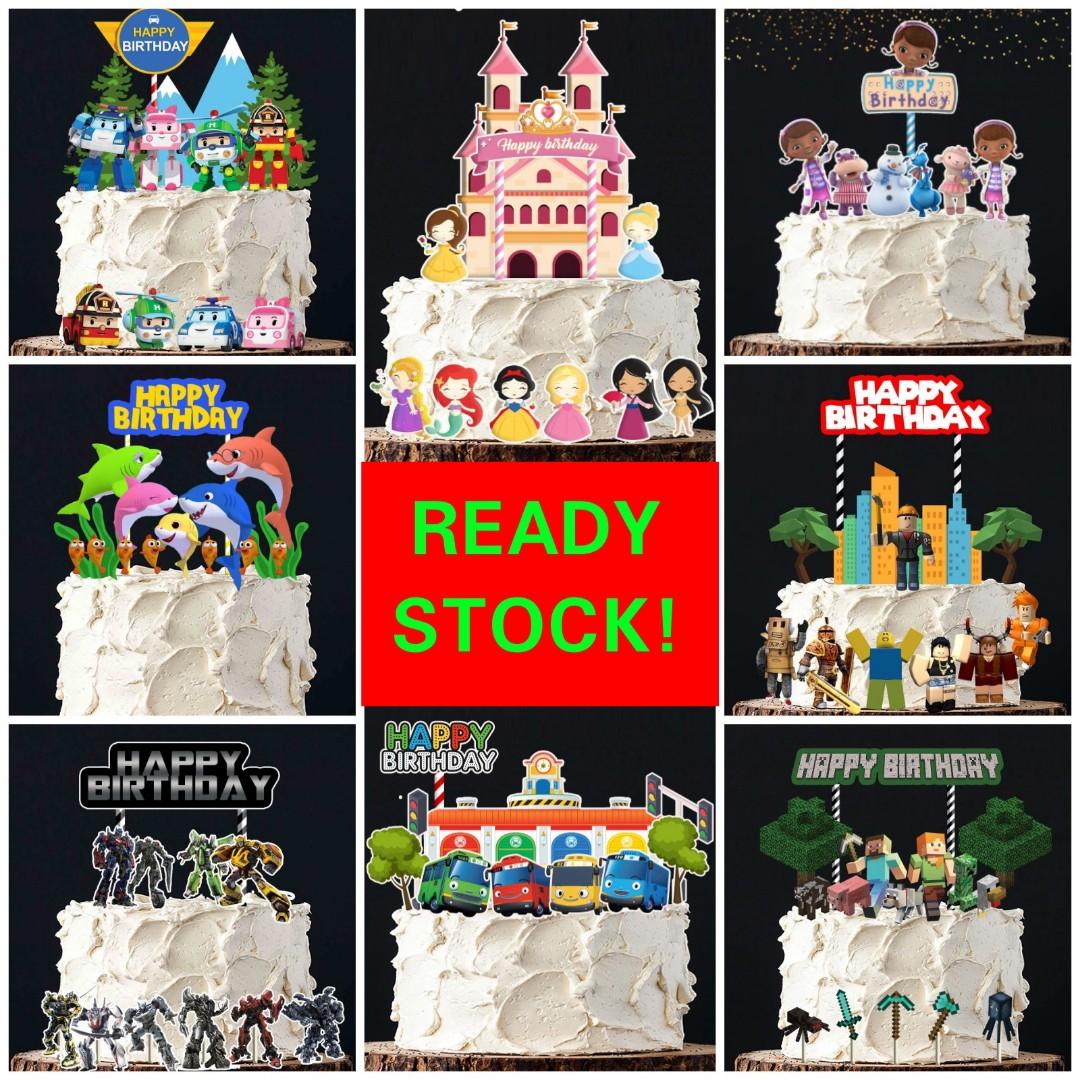 1set 12 Tayo Thomas Princess Minecraft Roblox Baby Shark Peppa Pig Cake Topper For Birthday Baby Shower Welcoming Party Babies Kids Babies Kids Fashion On Carousell - minecraft and roblox cake