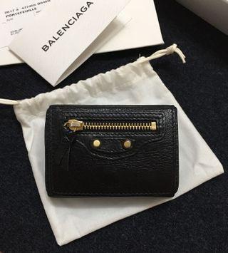 Balenciaga 巴黎世家 機車包 經典羊皮三折 短夾