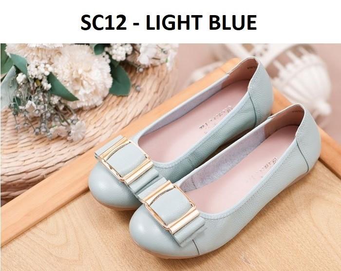 34 43 Soft Real Leather Buckle Ladies Shoes Flats Anti Slip Sole SC12 Black