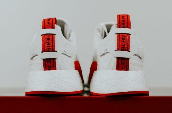 Adidas nmd r2 white core red two toned sales