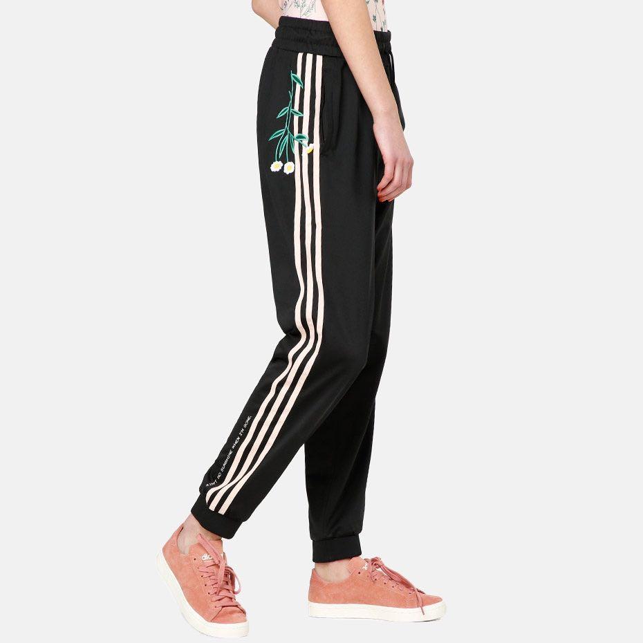 Adidas Originals 3-Striped Sweatpants (Rose Gold Stripes with Floral  Embroidery)