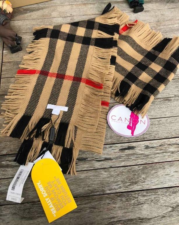 Burberry half mega deals fashion wool fringe scarf