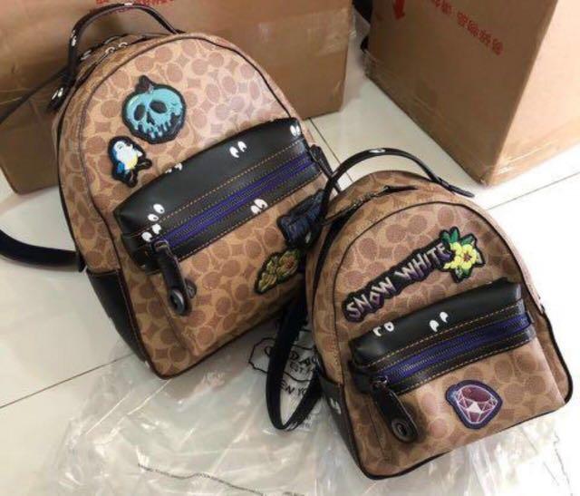 Authentic coach Disney x campus backpack in signature patchwork