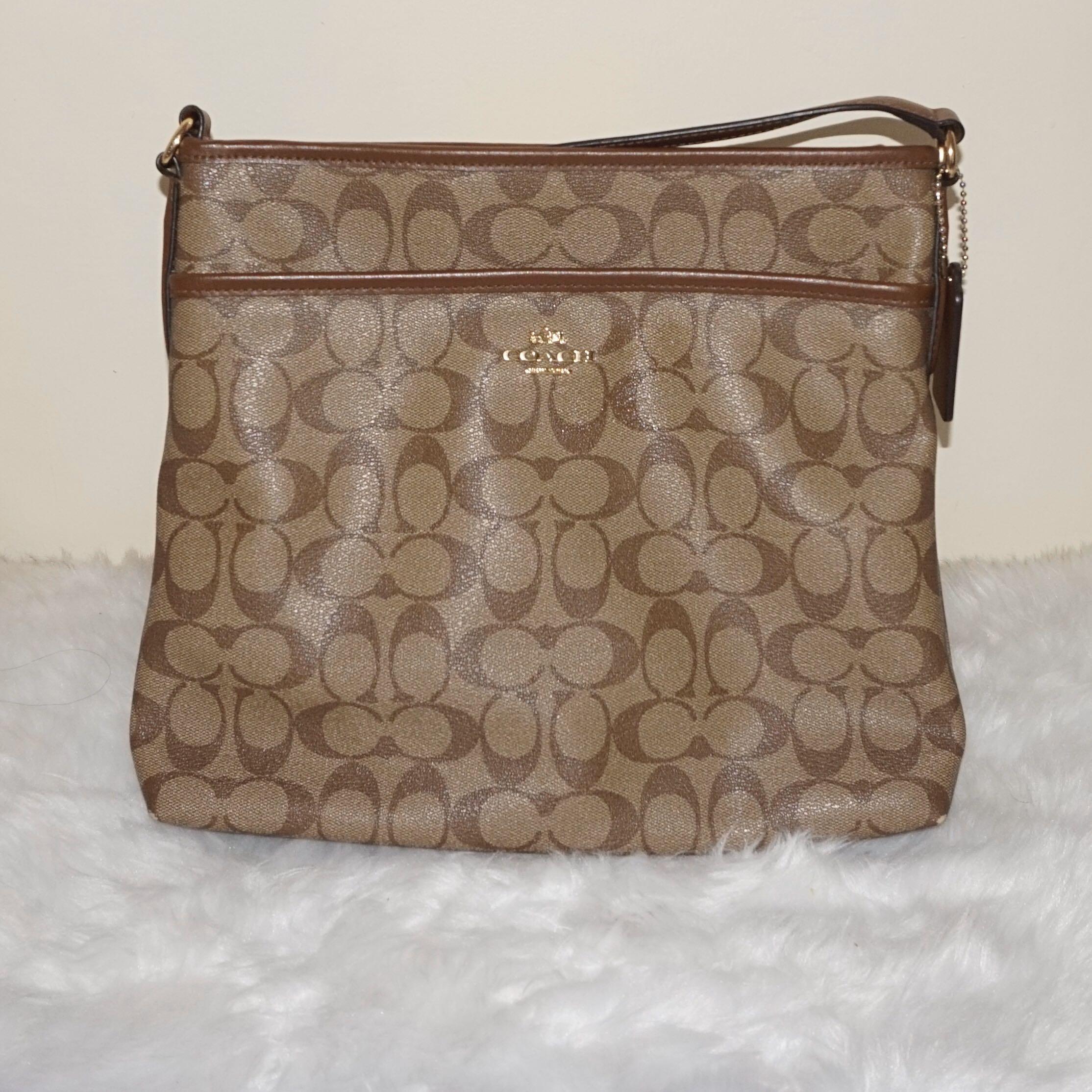 Authentic Coach F58297 Khaki File Bag with Gift Reciept and tag Luxury Bags Wallets on Carousell