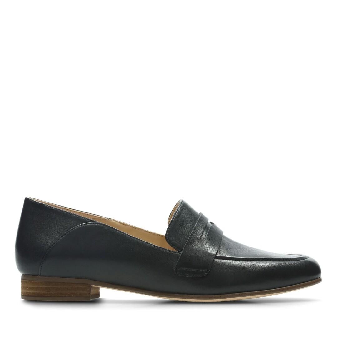 Black Leather Penny Loafers Clarks Pure Iris